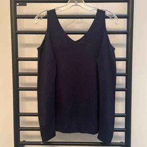 Long-sleeve cut-out shoulder sweater